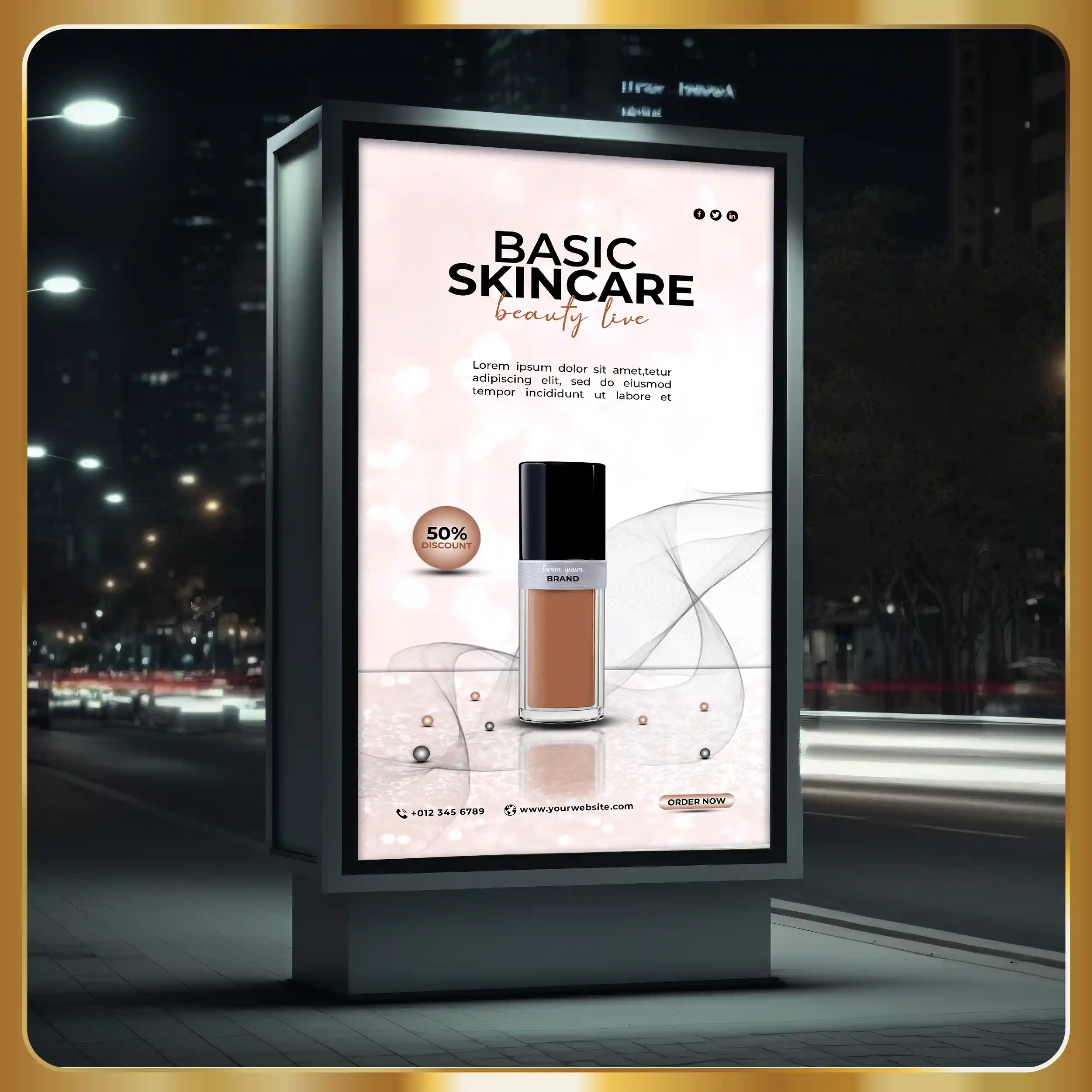 A billboard advertisement for basic skincare.